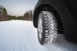 Good winter tires on snowy road